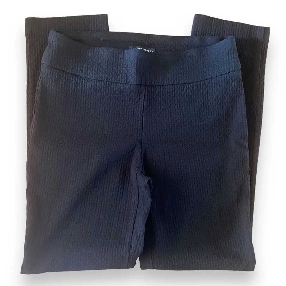 Hilary Radley Black Textured Slim Leg High Rise Stretch Ponte Pants Size 6 - Picture 6 of 11